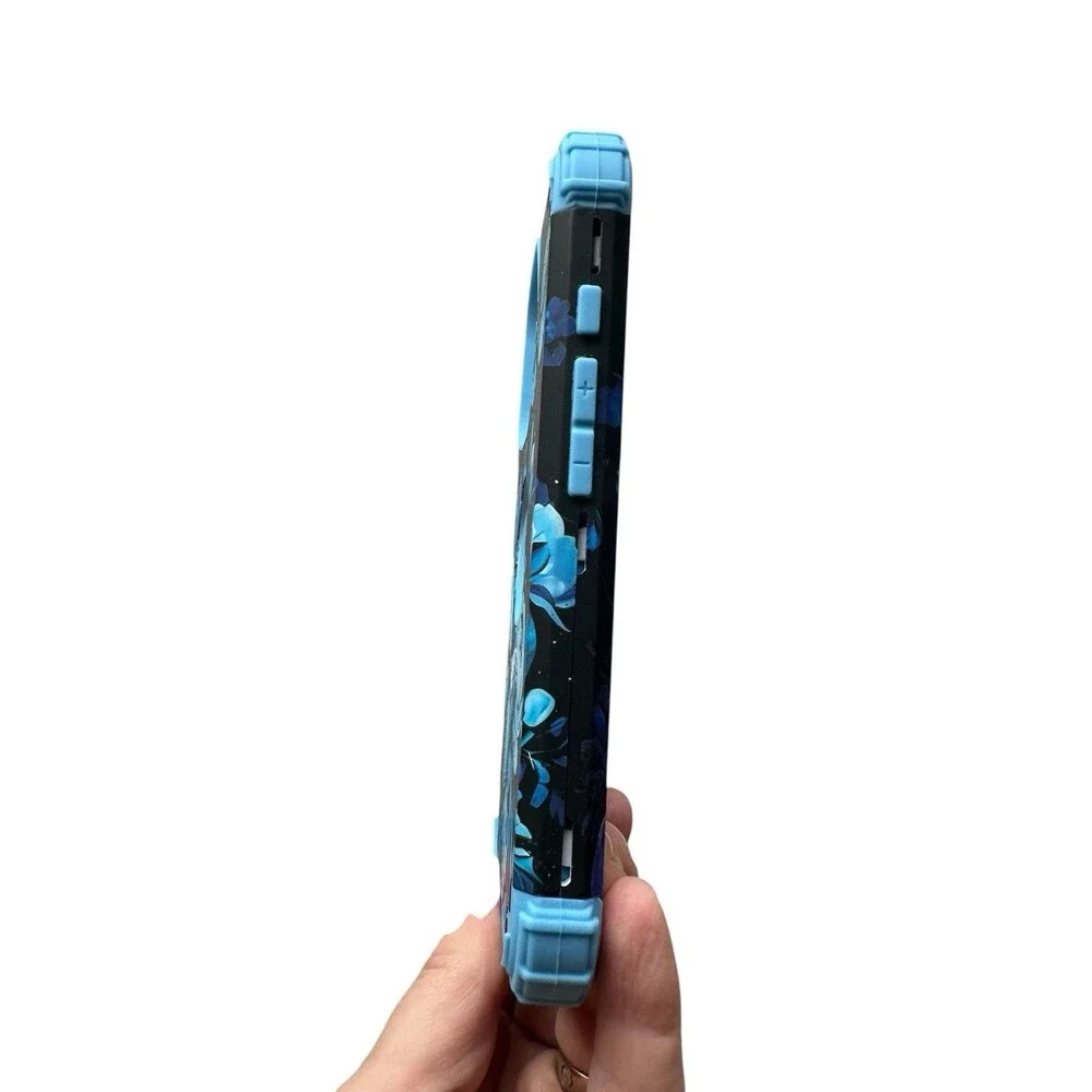 Bonoma Iphone 16 Pro Max Case Blue & Black Butterfly Print Rugged Dual Layer